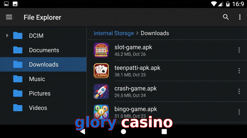 Main screen of Glory Casino gameapk page for PK players
