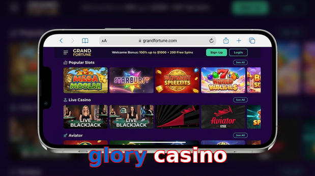 Main screen of Glory Casino ios page for PK players